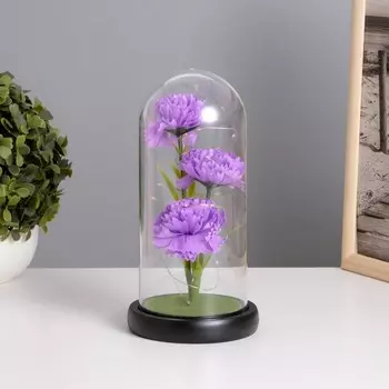 Фигурка светящаяся колба RISALUX «Гвоздики», LED-ночник, сиреневый, 3ААА, 10.510.522 см