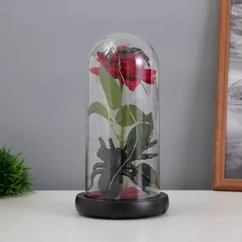 Фигурка светящаяся колба RISALUX «Паук с розой», LED-ночник, 1.5 Вт, 3AAA, чёрный, USB, 111121 см