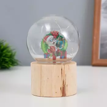 Фигурка светящаяся RISALUX «Дед Мороз с подарком», LED-ночник, 3AG10, шар-8 см, 6.56.511.5 см