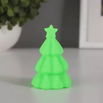 Фигурка светящаяся RISALUX «Ёлка», со звездой», LED-ночник, 2 Вт, LR44, зелёный, 558см
