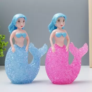 Фигурка светящаяся RISALUX «Русалочка», LED-ночник, RGB, от батареек 3LR44, 101015.5 см, МИКС