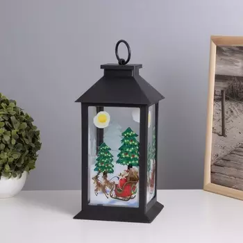 Фигурка светящаяся RISALUX «Санта Клаус на санях», LED-ночник, 3ААА, чёрный, 141428.5 см
