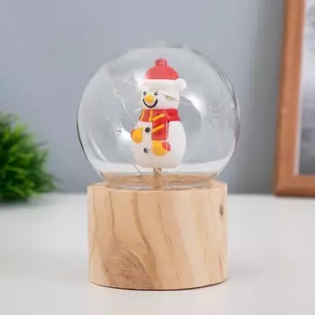 Фигурка светящаяся RISALUX «Снеговик», LED-ночник, 3AG10, шар-8 см, 6.56.511.5 см
