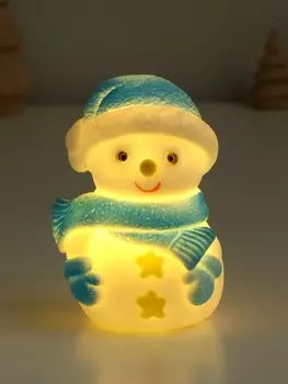 Фигурка светящаяся RISALUX «Снеговик в голубом», LED-ночник, 3AG10, 7.55.510 см