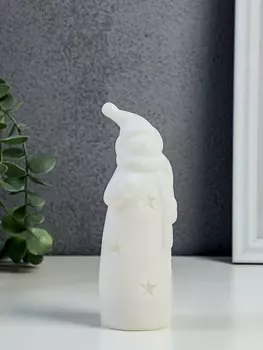 Фигурка светящаяся RISALUX «Снеговик в колпаке», LED-ночник, 3AG10, белый, 4.84.815 см