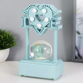 Фигурка светящаяся RISALUX «Снежный шар», музыкальный, 5LED, от батареек 3ААА, голубой, 6.51121 см
