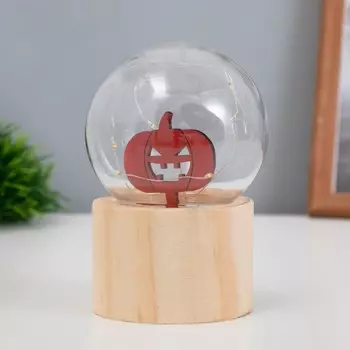 Фигурка светящаяся RISALUX «Тыква», LED-ночник, 3AG10, шар-8 см, 6.56.511.5 см