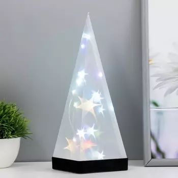 Фигурка светящаяся RISALUX «Звездная пирамида», LED-ночник, RGB, от батареек 3ААА, USB, 9926.5 см