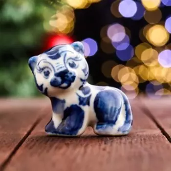 Фигурка "Тигр. Синий", в упаковке, гжель