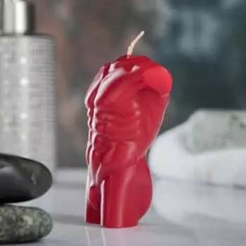 Фигурная свеча "Мужской торс №1" красная, 9см