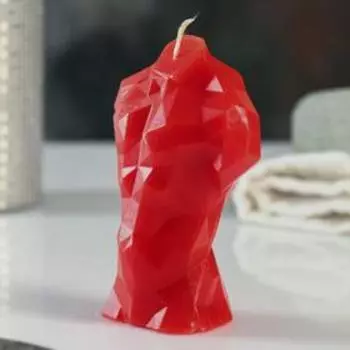 Фигурная свеча "Торс мужской хрусталь" красная, 11см