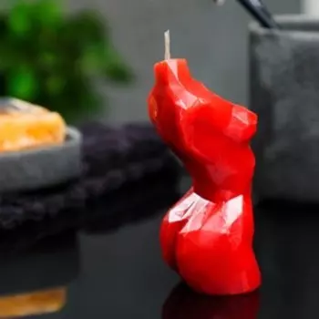 Фигурная свеча "Торс женский хрусталь" красная, 10см