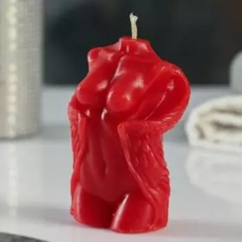 Фигурная свеча "Торс женский с крыльями" красная, 10см