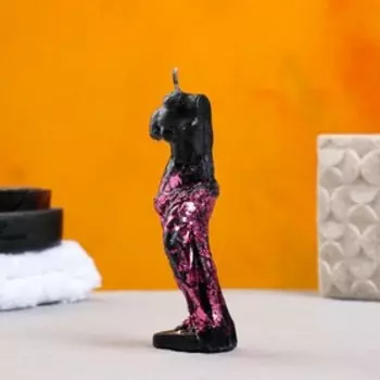 Фигурная свеча "Венера №2" чёрная с розовой поталью 12см