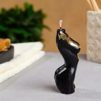 Свеча декоративная «Женское тело», чёрная с поталью, 9 см