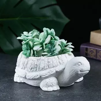 Фигурное кашпо для цветов «Черепаха», 14810 см, гипс, белое