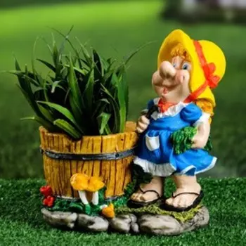 Фигурное кашпо "Девочка", синяя, 20х19х12см