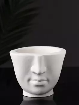 Фигурное кашпо для цветов «Лицо», гипс, 911 см