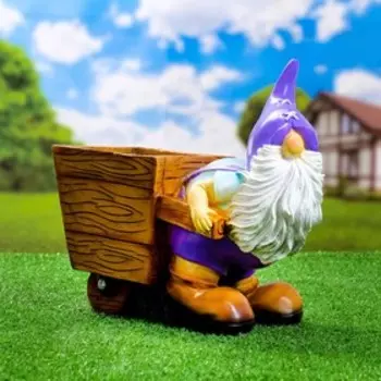Фигурное кашпо "Гном с телегой" 32x18x29см
