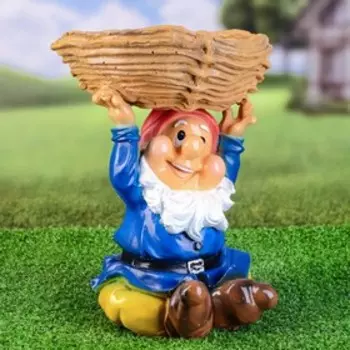 Фигурное кашпо "Гномик с подносом" 31см
