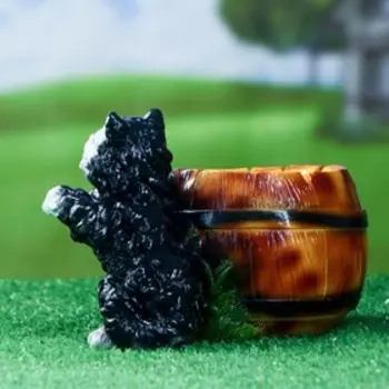 Фигурное кашпо для цветов «Котёнок с бочкой», 500 мл, 231415 см, гипс