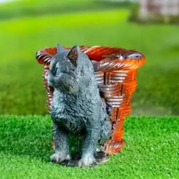 Фигурное кашпо "Котенок с корзиной" 22х17см