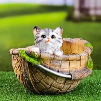 Фигурное кашпо из гипса «Котёнок в корзинке», 232118 см