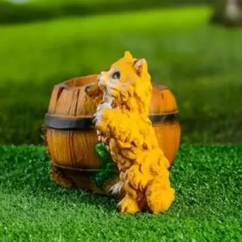 Фигурное кашпо "Котёнок", 22х12х15см рыжий