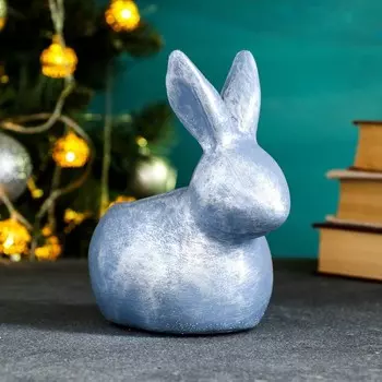 Фигурное кашпо "Кролик" синий перламутр, 15х15 см