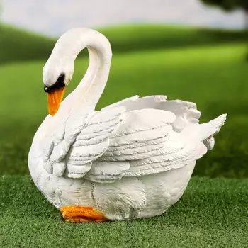 Фигурное кашпо "Лебедь" большое, 25х15см ///