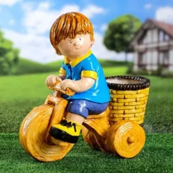 Фигурное кашпо "Мальчик на велосипеде" 42х39х23см
