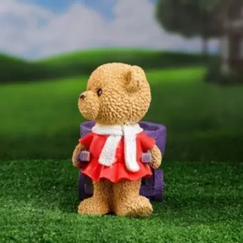 Фигурное кашпо "Медвежонок девочка с тележкой" 20х12х18см