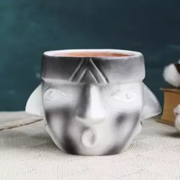 Фигурное кашпо "Мимика" бело/черное, 16х10см