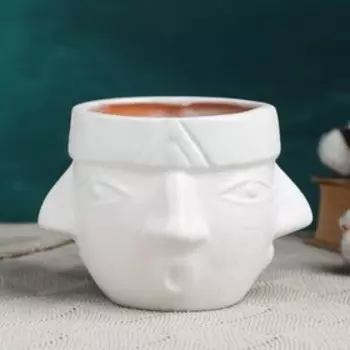 Фигурное кашпо "Мимика" белое, 16х10см