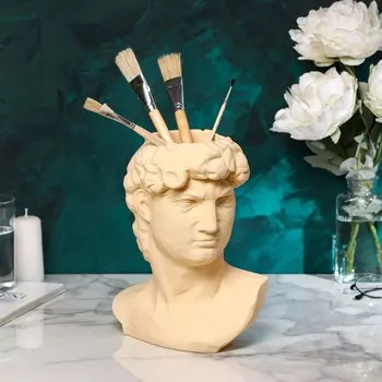 Фигурное кашпо-органайзер "Голова Давида", бежевый, 26 см