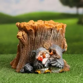 Фигурное кашпо "Пень с влюбленными совами" 17см