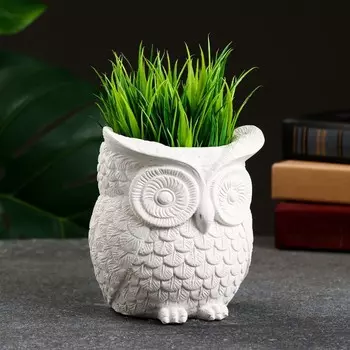 Фигурное кашпо для цветов «Совушка», 250 мл, 111010 см, гипс, белое