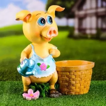Фигурное кашпо "Свинка-хозяюшка" 33x17x34 см