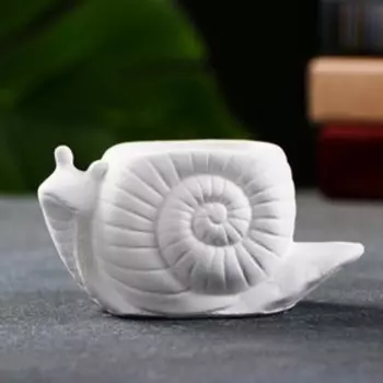 Фигурное кашпо для цветов «Улитка», 100 мл, 1166 см, гипс, белое