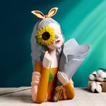 Ваза «Девочка с подсолнухом», 150 мл, 251332 см, полистоун