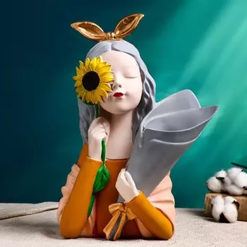 Ваза «Девочка с подсолнухом», 150 мл, 251332 см, полистоун