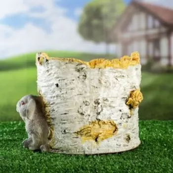 Фигурное кашпо "Зайцы с пнем" 20х17х14см