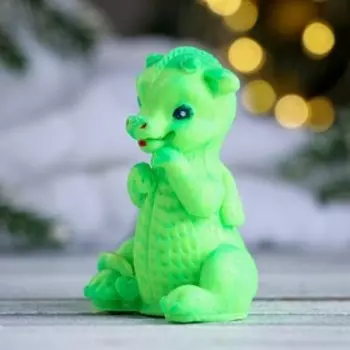 Фигурное мыло "Дракончик лапы вверх" зеленое, 65гр