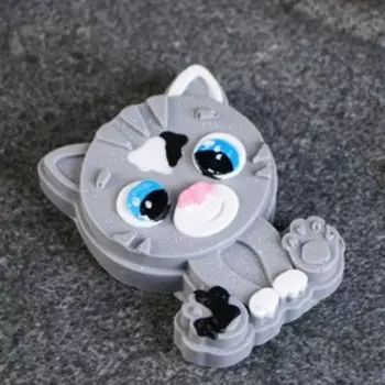 Фигурное мыло "Котёнок 2Д" 80гр, серый