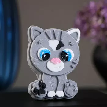 Фигурное мыло "Котёнок 2Д" 80гр, серый