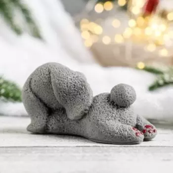 Фигурное мыло "Счастливый зайка" серый, 80гр, 5х9х6см