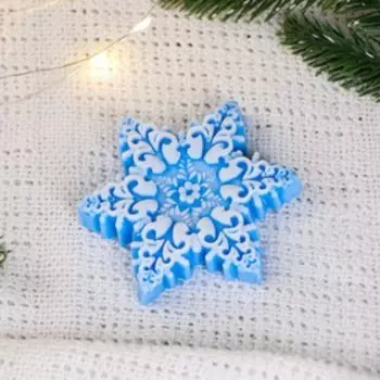 Фигурное мыло "Снежинка №2" голубая, 62гр