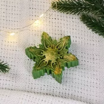 Фигурное мыло "Снежинка №3" зеленая, 67гр