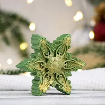 Фигурное мыло "Снежинка №3" зеленая, 67гр