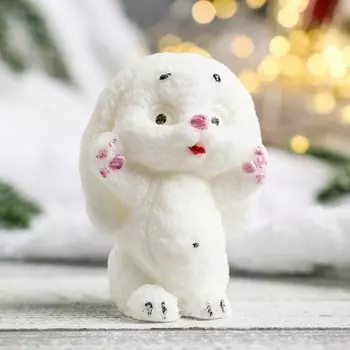 Фигурное мыло "Зайка с пузиком" белый, 60гр, 3,5х3,5х7см